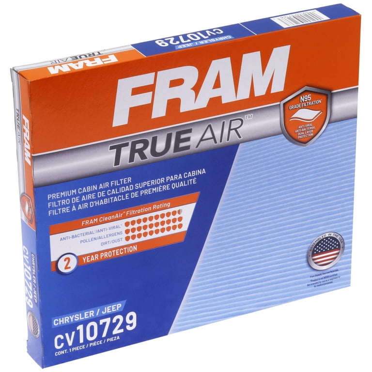 FRAM CV10729 TrueAir Premium Cabin Air Filter with N95 Grade Filter Media  for Select Chrysler and Jeep Vehicles Fits select: 2013-2015 RAM 1500,  2011-2012 DODGE RAM 1500 