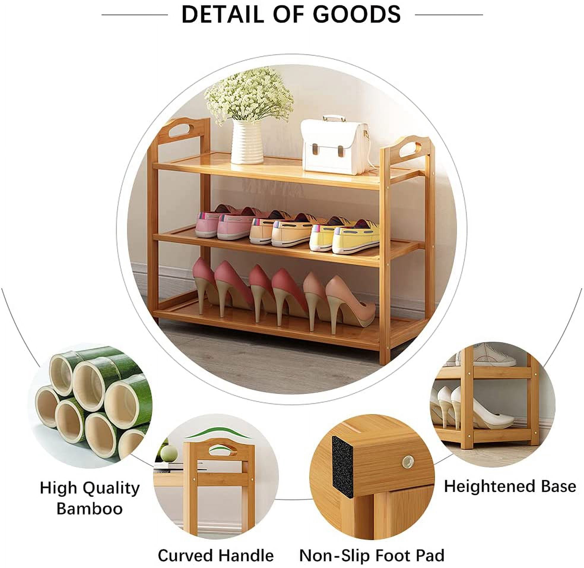 Bamboo Shoe Rack, Zzbiqs 7-Tiers Shoes Storage Organizer Hold 30 Pairs, Free Standing,  35.4 inch