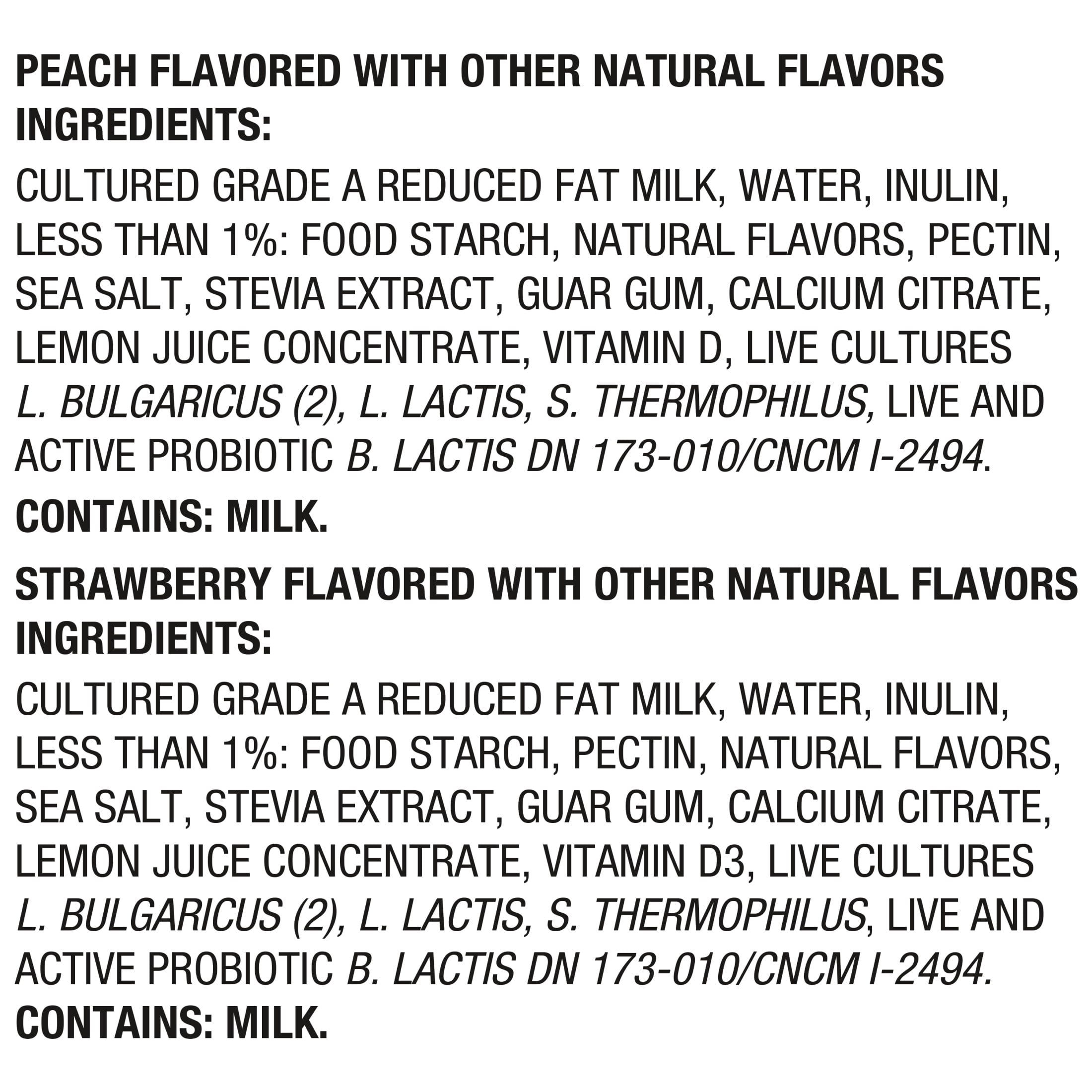 Activia ZERO 0g Added Sugar Peach and Strawberry Probiotic Dailies Low Fat Yogurt Drinks, Helps Support Gut Health, 3.1 fl oz, 8 Count