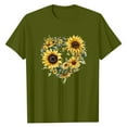 thumbnail image 5 of CCRFTGI Tshirt for Teen Girls Casual Fashion T Shirts Crewneck Dark Green Tshirt 2025 Summer Sunflower Print Short Sleeve Shirts,Dark Green 14-15 Years, 5 of 5