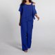 thumbnail image 5 of Conjunto informal de dos piezas con hombros irregulares para mujer: camisa y pantalones de gasa, elegante ropa de fiesta, tallas S-XXL, 5 of 7