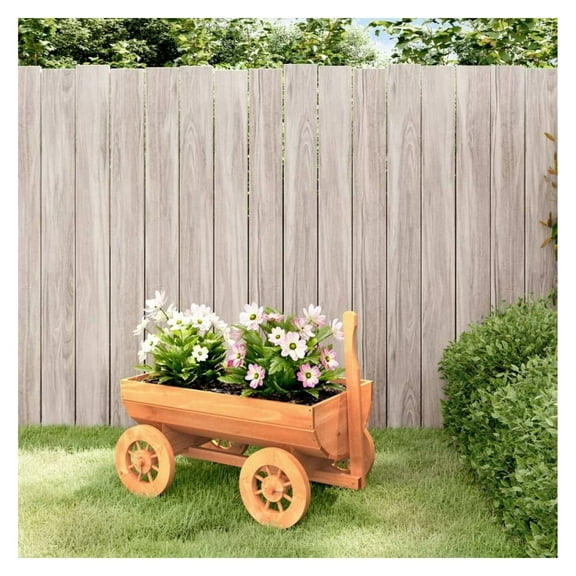 Decorative Wagon 27.6"x16.9"x21.3" Solid Wood Fir Brown