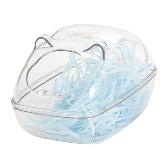 Hamster Bathroom, Plastic Spacious Transparent Sturdy Cute Ear Design Leak-proof Safe Pet Bathtub for Mouse Chinchilla Gerbil Rat Rabbit 1PC