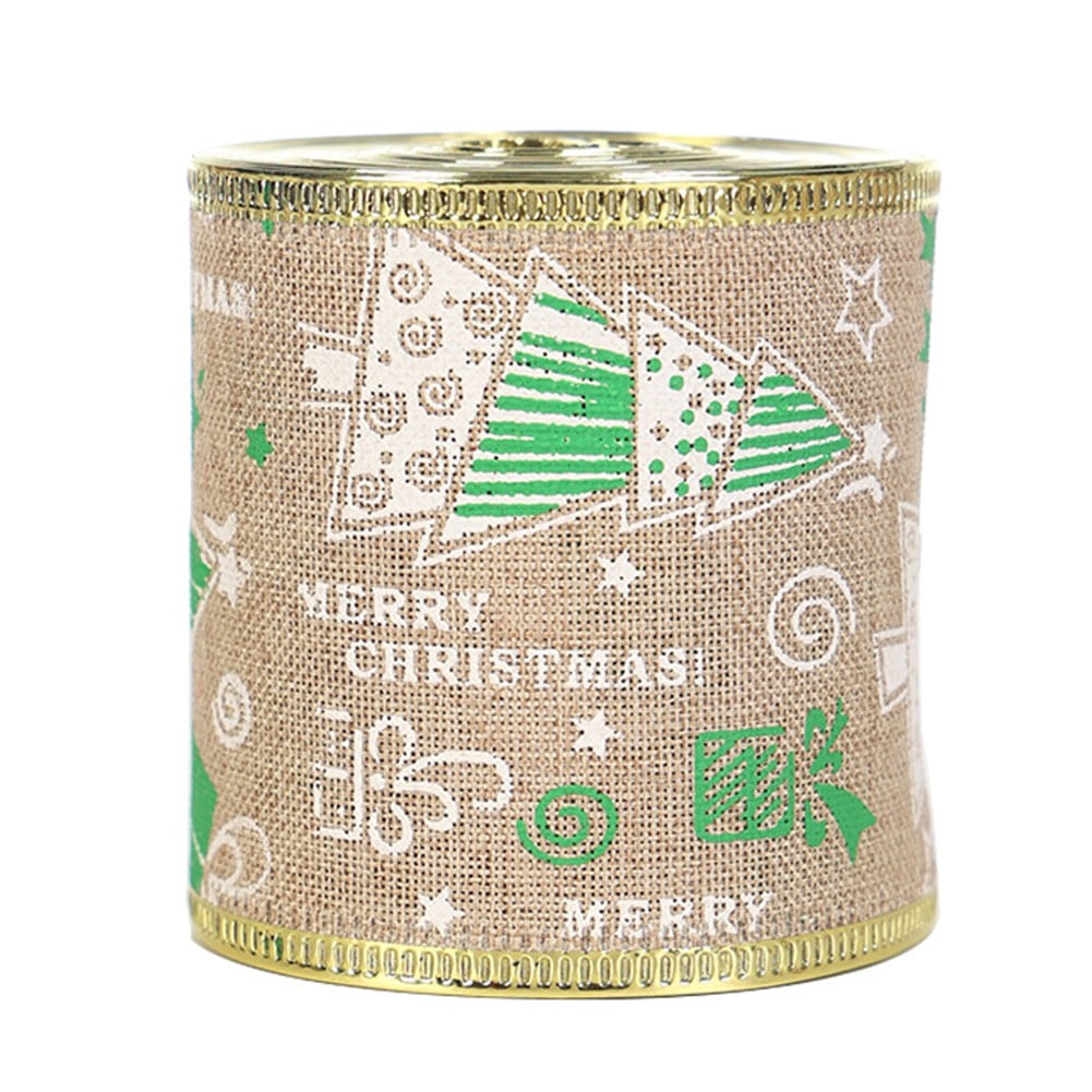 YLLSF Imitation linen Christmas ribbon Roll, 6m Gold and silver ribbon for Decoration