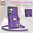 thumbnail image 2 of Dteck for Apple iPhone 15 Plus Zipper Pocket Case, Flip PU Leather Wallet Crossbody Shoulder Strap Lanyard Case with Credit Card Holder Women RFID Blocking Protective Purse Cover, purple, 2 of 6