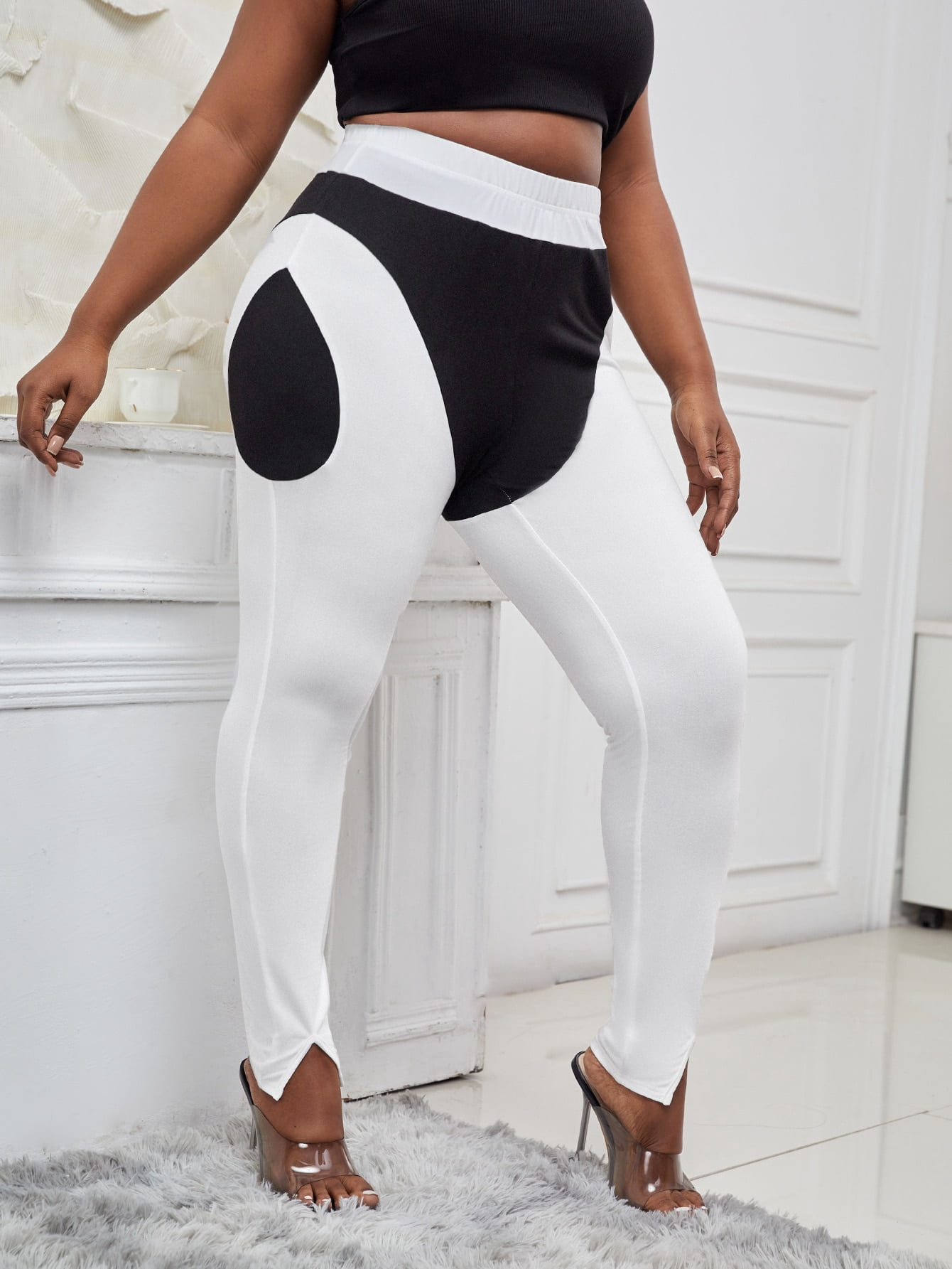 Color Block Split Hem Leggings 2022 4XL 