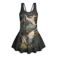 thumbnail image 4 of Uourmeti Girls' One Piece Skirted Swimsuit - American Flag & Wolf Mountain Print | Quick Dry, Stretchy Swim Dress for Beach, Pool & Vacation, 4 of 8