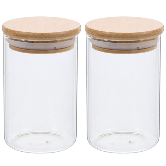 PAMINGONO 2-Pack Cotton Swab Storage Jars with Airtight Glass Lids for Bathroom, Vanity, Makeup Organizer Containers