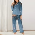 thumbnail image 2 of Disketp Gold And Blue Fireworks Pajamas Set Long Sleeve Sleepwear Womens Button Down Nightwear Pj Sets-{designName}-Small, 2 of 7