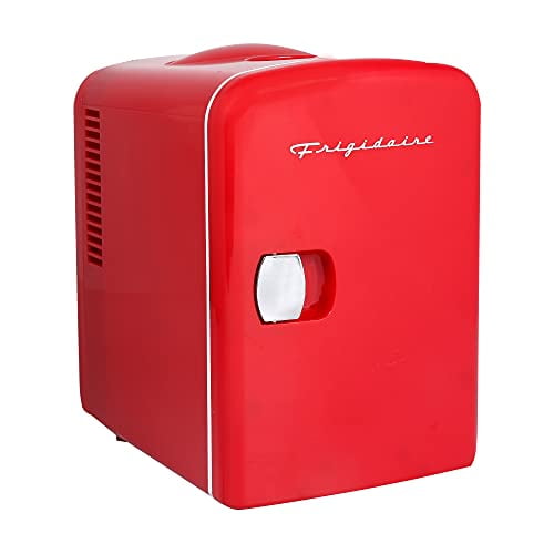 Frigidaire RED EFMIS149_AMZ Mini Portable Compact Personal Fridge Cooler, 4 Liter Capacity Chills Six 12 oz Cans, 100% Freon-Free & Eco Friendly, Includes Plugs, standard