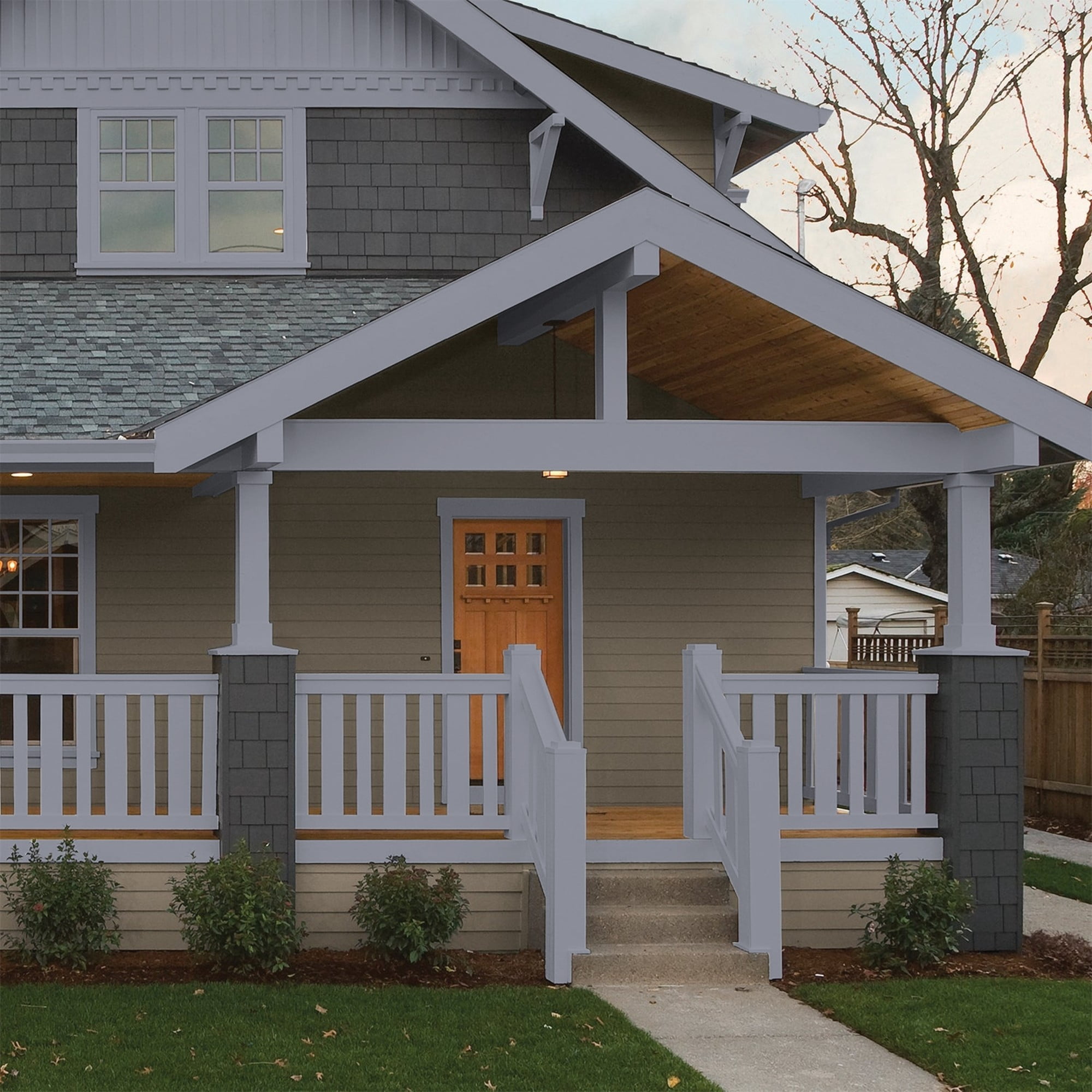 Glidden One Coat Flannel Pajamas / Grey Semi-Gloss Exterior Paint with Primer, 5 Gallon