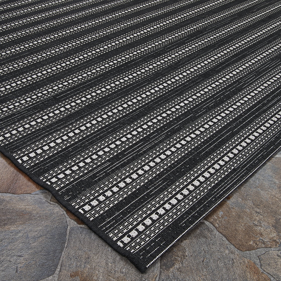 Couristan Afuera Beachcomber 2' x 11' Onyx Striped Nautical Outdoor Rug