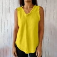 thumbnail image 4 of RKSTN Womens Tank Tops Cotton Linen Shirts Top Spring Summer Sleeveless Solid Color Crew Neck Ripped Edges Relaxed Daily Casual Wear Versatile Loose Fit Shirts, 4 of 9
