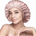 thumbnail image 1 of wonima11 22 Momme Mulberry Silk Bonnet for Sleeping Women - 100% Pure Mulberry Silk - Double Layer 6A Highest Grade Fibers - Adjustable Silk Sleep Cap, Silk Sleep Bonnet with Elastic (1Pc, Lightpink), 1 of 1