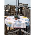 thumbnail image 2 of Outdoor Tablecloth with Umbrella Hole for Patio/Picnic/Party/Camping, Cute Snowman Waterproof Table Cloth Round Cover Washable, Pink Weather Snowy Rainy Sun Rainbow (Dia 54"), 2 of 8