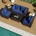 thumbnail image 4 of Costway 7 PCS Patio Furniture Set 40,000 BTU Gas Fire Pit Table Propane Tank Cover Table Mix Brown + Navy, 4 of 10