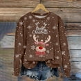 thumbnail image 7 of larppty Women Ugly Christmas Sweatshirt Long Sleeve Shirts O-neck Pullover Coffee, XXL, 7 of 7