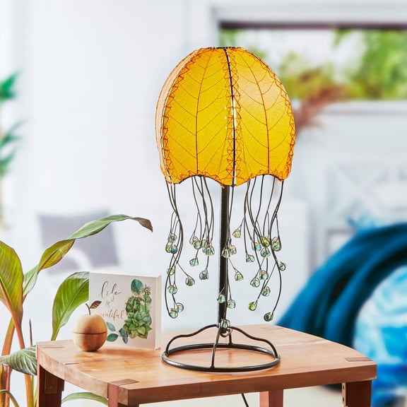 Eangee Home Design Jellyfish Table Lamp, Shade Made Of Cocoa Leaves, 10x10x24 Inches