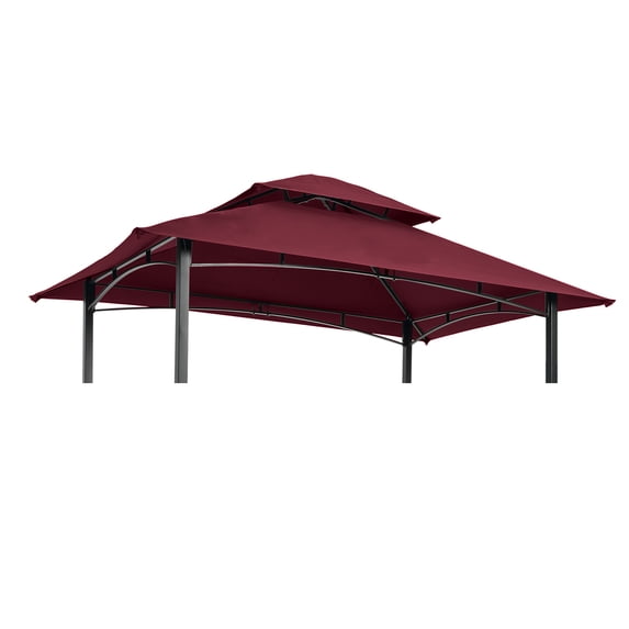8' x 5' Grill Gazebo Replacement Canopy, Replacement Canopy Top Cover, Double Tiered Replacement Canopy, BBQ Gazebo Roof Top, Burgundy