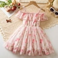 thumbnail image 2 of MEZZALL Girls Dresses Floral Print Off Shoulder Strappy Dress For Toddler Kids Summer Casual Party Outfits Playwear Relaxed Fit Clothing, 2 of 9