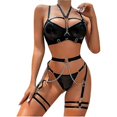 thumbnail image 2 of Women S Sexy Underwear Fashion Women Sexy Lingerie Corset Solid Colour Bralette Bra Three Piece Underwear Tops + Briefs + Belt Suit Underwear Women, 2 of 5