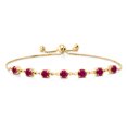 thumbnail image 2 of Gem Stone King 2.80 Ct Round Red Created Ruby 18K Yellow Gold Plated Silver Bracelet for Women, 2 of 5