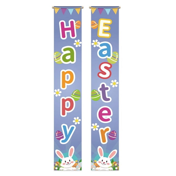 Ovzne Easter Porch Sign Happy Easter Banners Indoor Outdoor Wall Hanging Flag Banners On Clearance