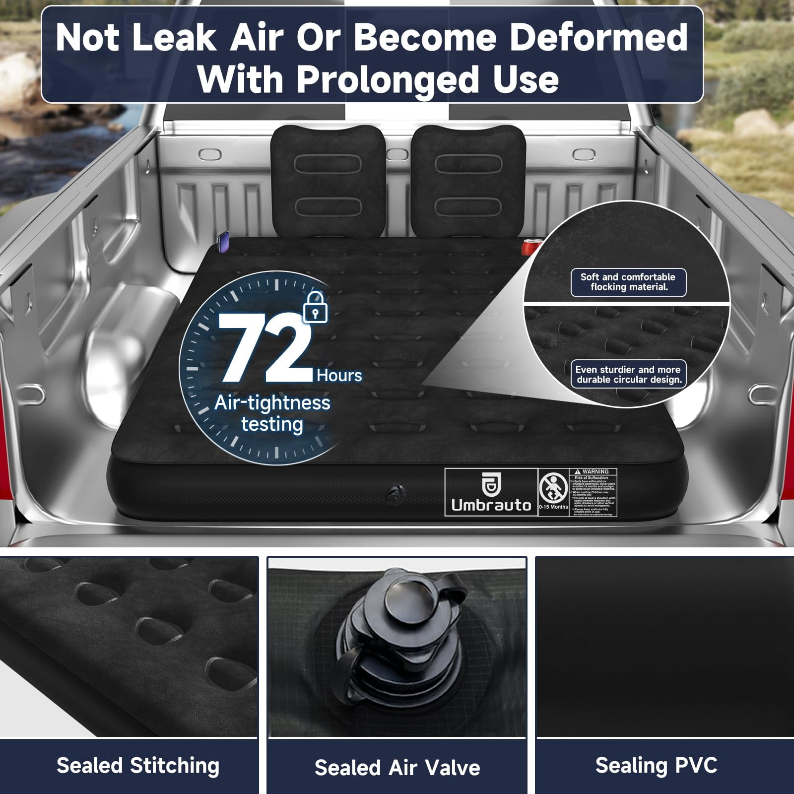 Air Mattress for Car Camping, Leakproof & Quick Inflation Sleeping Airbed with Electric Pump, Fits Most Compact, Mid-Size & Full-Size SUV Trunks for Road Trip Travel