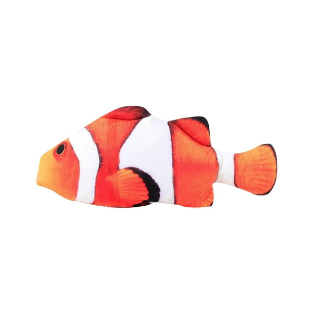 Juguete de hierba gatera para gatos de 7 pulgadas, almohada de pez para gatos, juguetes para masticar para gatos, suministros interactivos para mascotas Pez payaso
