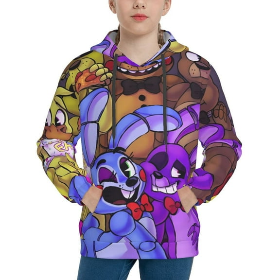 Saiise Unisex Kids Five Nights At Freddy'S Sweatshirt Boys Girls Hooded Kangaroo Pocket Pullover Hoodies-Small