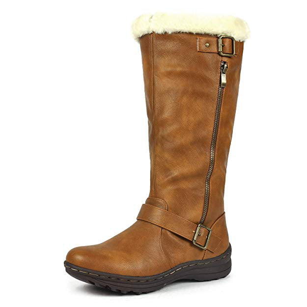 Winter Fur Lined Warm Womens Round Toe Hidden Heel Platform Snow Knee High Boots
