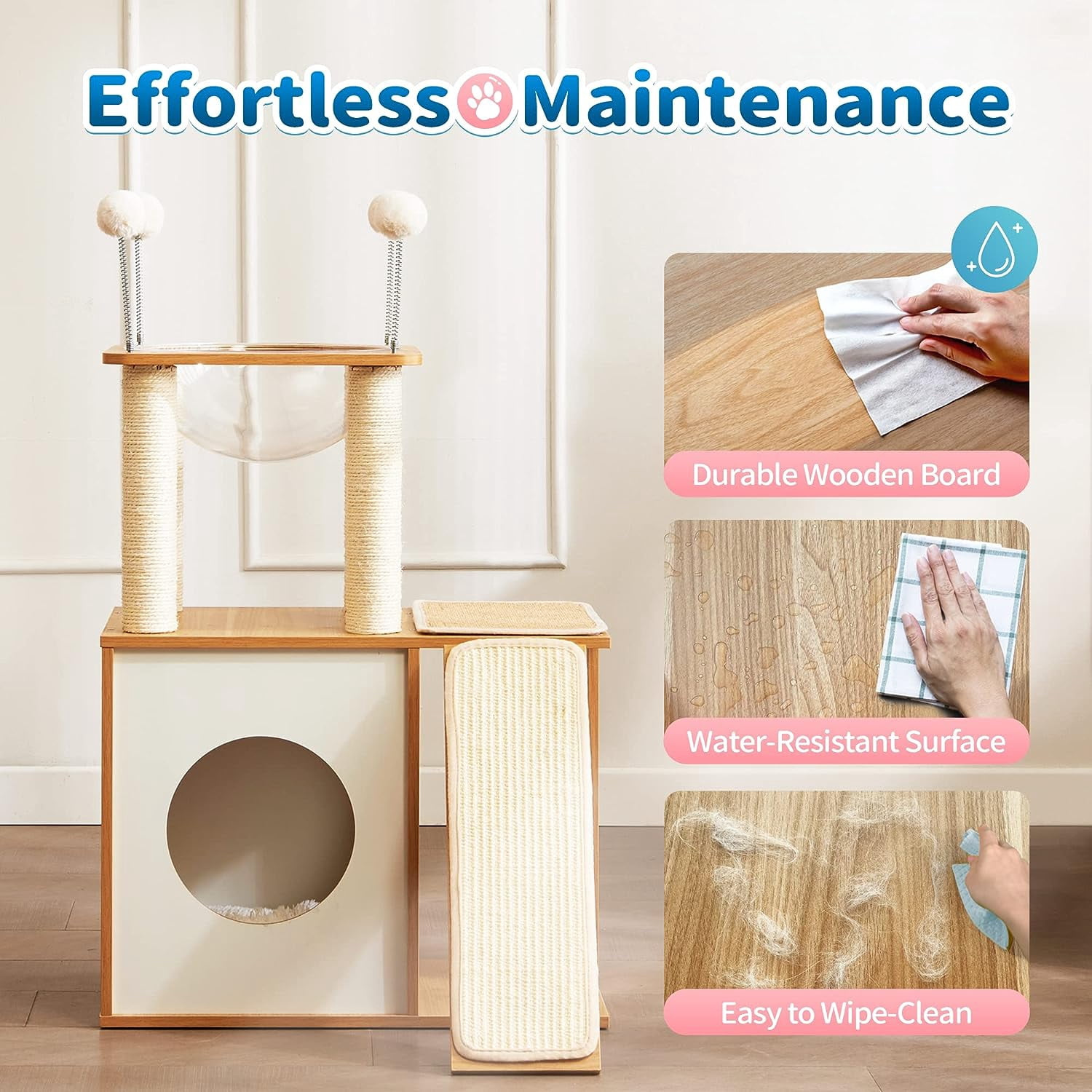 Made4Pets 35" Extra Tall Cat Tree Heavy Duty Condo with Scratch Post and Ramp