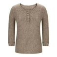 thumbnail image 3 of LIZUOJUNF Womens Henley Knit Shirts Dressy Lightweight Tunic Sweaters Business Casual Blouses V Neck Seven Quarter Sleeve Loose Tees, 3 of 5