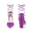 thumbnail image 5 of BLISSFUL STEP Pointy Toe Lace Up Chunky Heeled Sandal Dress Pumps for Women Purple 8.5, 5 of 6