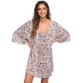 thumbnail image 5 of Ekouaer Women's Sleepshirt Deep V Neck Nightgown Batwing Nightshirt Oversized Sleepwear, 5 of 6