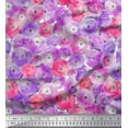 thumbnail image 1 of Soimoi White Heavy Satin Fabric Flower Watercolor Print Sewing Fabric Yard 54 Inch Wide, 1 of 3