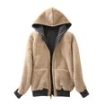 thumbnail image 3 of Floleo Vestes pour Femmes Liquidation Automne Hiver Veste Décontractée Chaude d'Hiver Doublée en Sherpa à Capuche, 3 of 5