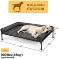 thumbnail image 2 of Cooling Elevated Dog Bed Add Removable Waterproof Bolster Cushion Mat, Raised Pet Cot with Breathable  Mesh, No-Slip Feet, Dog Couch Bed for Indoor Outdoor, 42x30inches, Black,, 2 of 7