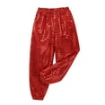 thumbnail image 4 of Lejafay Kids Boys Girls Shiny Sequins Long Harem Pants Dance Trousers for Hip-hop Jazz Dancewear Red 140, 4 of 7