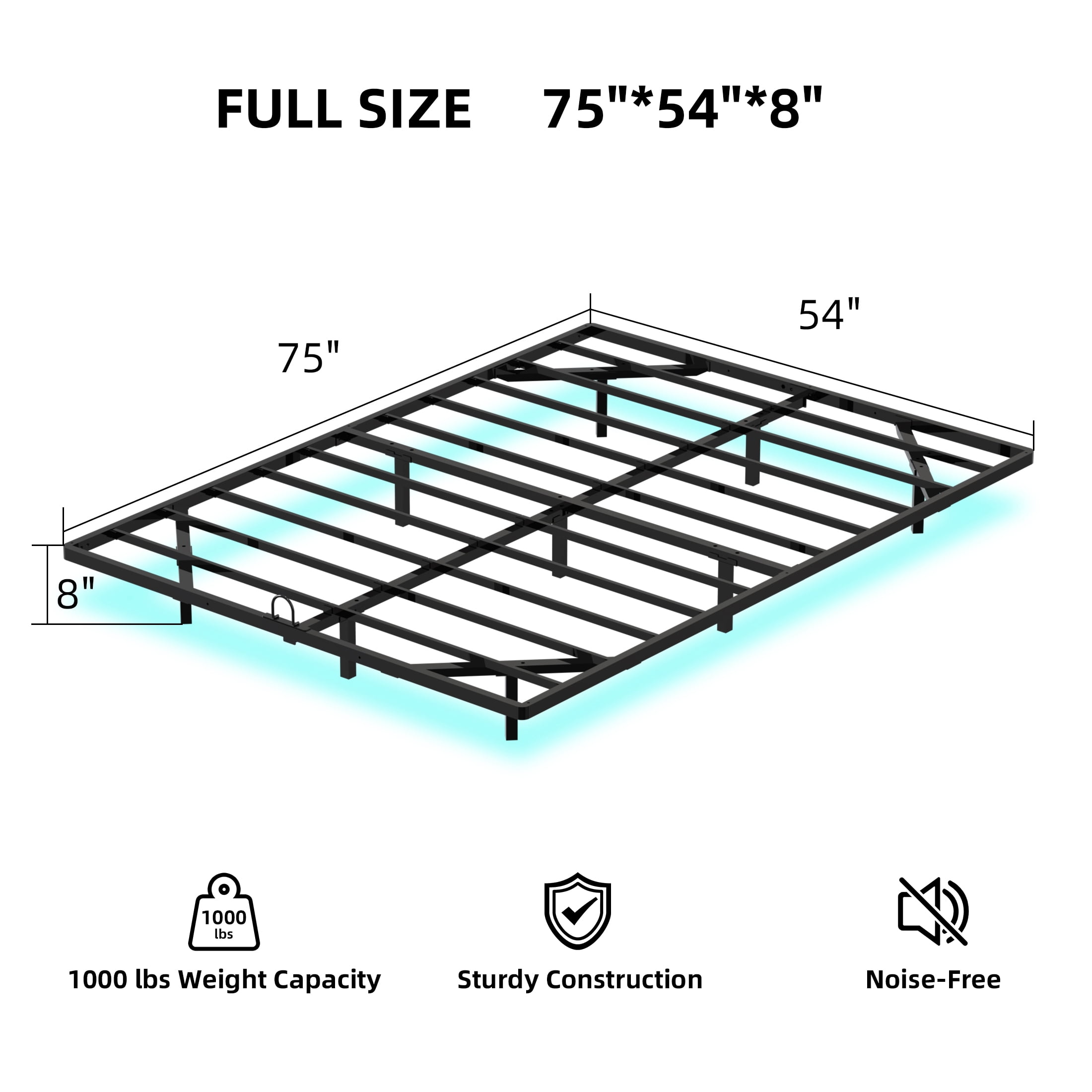 Awesofurni Full Size Floating Bed Frame with Smart LED Lights, Heavy Duty Modern Metal Platform Bed Frame, Easy Assembly, No Box Spring Needed,Noise-Free
