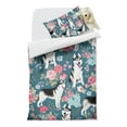 thumbnail image 2 of Husky Dog Flower Floral Duvet Cover and Pillowcase Set for Single Bedding, Bedroom Accessories for Kids Teens, 2 of 5
