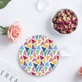 thumbnail image 4 of POGLIP Aquarelle Triangle Géométrie Ensemble de 4 Rond Coaster pour les Boissons, Absorbant en Pierre Céramique Coasters Tasse Tapis avec Base en Liège pour la Maison Cuisine Salle Café Table, 4 of 5