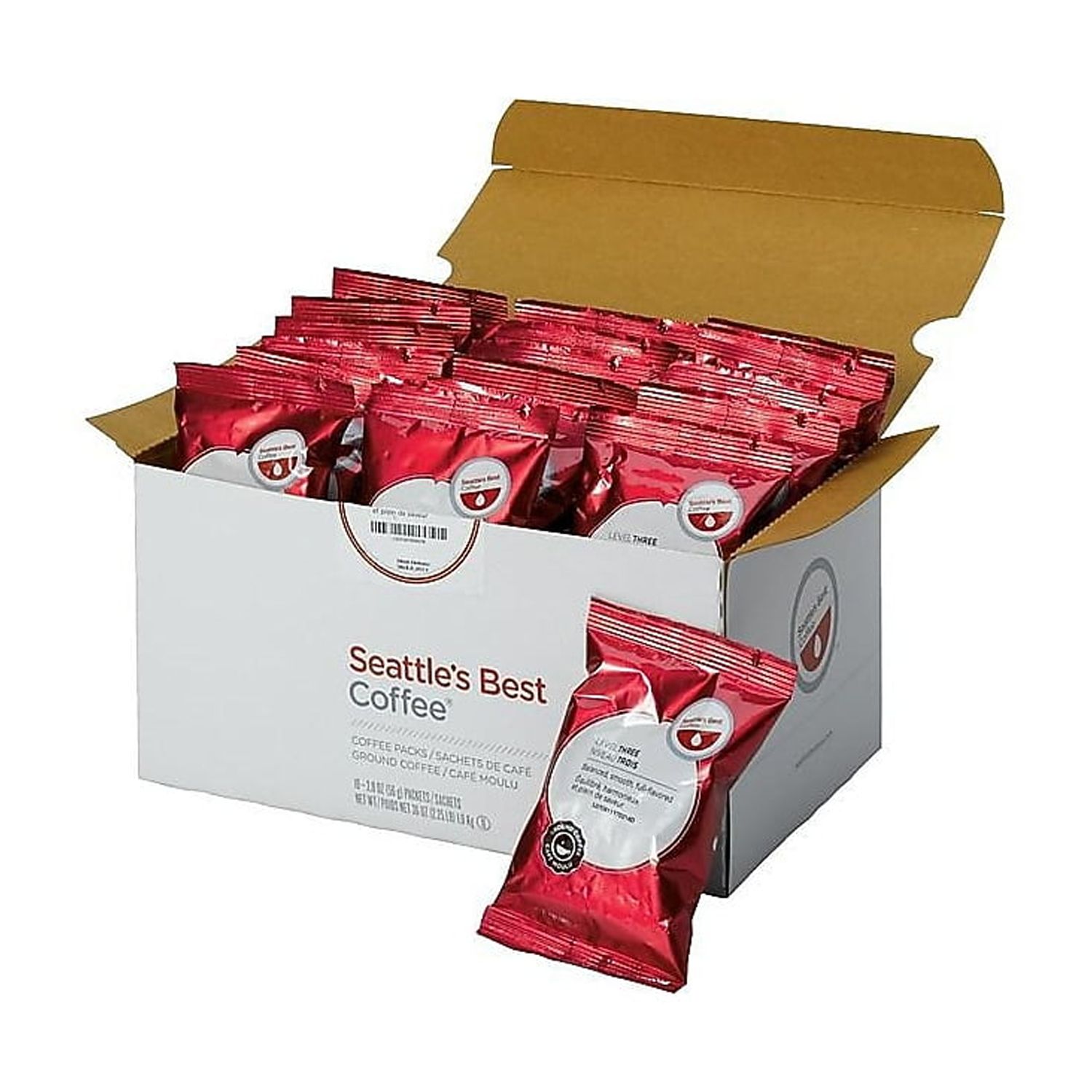 Seattle's Best Premeasured Coffee Packs, Signature-Level 3, 2 oz Packet, 18/Box