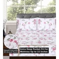 thumbnail image 4 of Ruvanti Queen Sheets Set - Luxurious Silky Soft Microfiber Bedding - Cozy & Comfy - 15 inch Deep Pocket (Fits up to 17") Hotel Bed Sheets - 4 Pcs - Pink & White Floral, 4 of 9