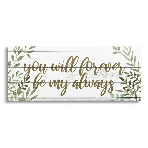 Stupell Industries Forever Be My Always Romantic Botanical Sprig Border Graphic Art Gallery Wrapped Canvas Print Wall Art, Design by Grace Popp