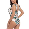 thumbnail image 2 of Goofa Hawaii Palms Printed Women's Ruffled One Piece Swimsuit,V Neck Adjustable Lace Up Flattering Bathing Suit,Poolside Fashion Beachwear-Large, 2 of 8