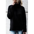 thumbnail image 1 of Suéter de punto grueso de cuello alto de gran tamaño para mujer Jersey de manga negro L Hugo suéter de punto boho para mujer, 1 of 10