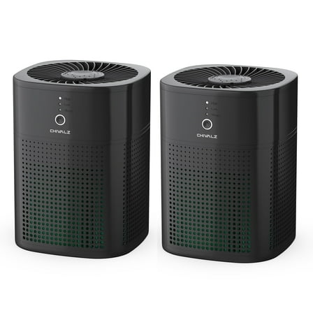CHIVALZ Air Purifiers for Bedroom, 2 Pack Air Purifiers for Home Bedroom, Quiet Air Cleaner with 24dB Sleep Mode, H13 HEPA Filter for Pet,  Black