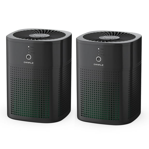 CHIVALZ Air Purifiers for Bedroom, 2 Pack Air Purifiers for Home Bedroom, Quiet Air Cleaner with 24dB Sleep Mode, H13 HEPA Filter for Pet,  Black