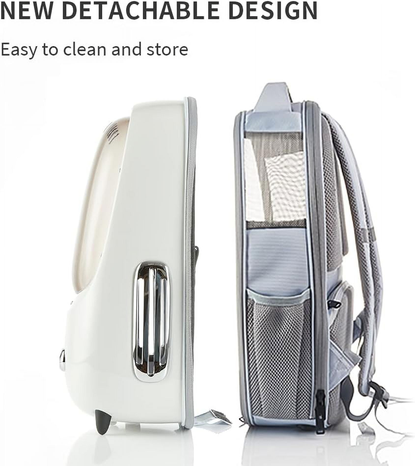 Cat Backpack Carrier with Inbuilt Fan & Light, Airline-Approved Pet Backpack Bubble for Kitty Small Dog, Detachable Dog Backpack with Padded Strap for Travel, Hiking, Walking & Outdoor